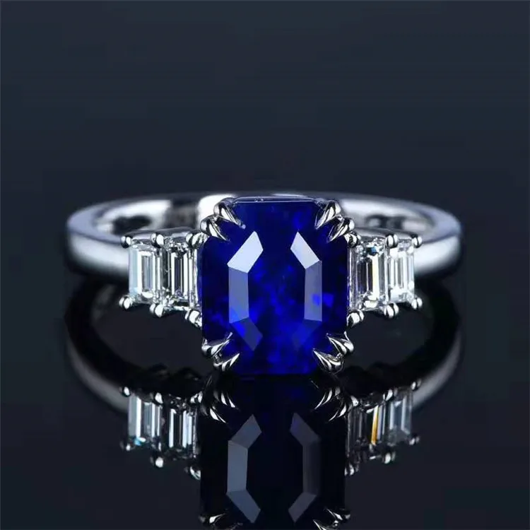 

Sri Lanka imported genuine gemstone jewelry 18k gold South Africa diamond 3.57ct natural royal blue sapphire ring for women