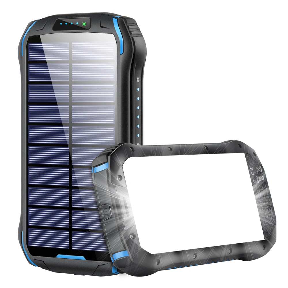 

Solar Charger 26800mAh Solar Power Bank Portable Panel Charger with 18 LEDs External Backup Battery for Camping Outdoor