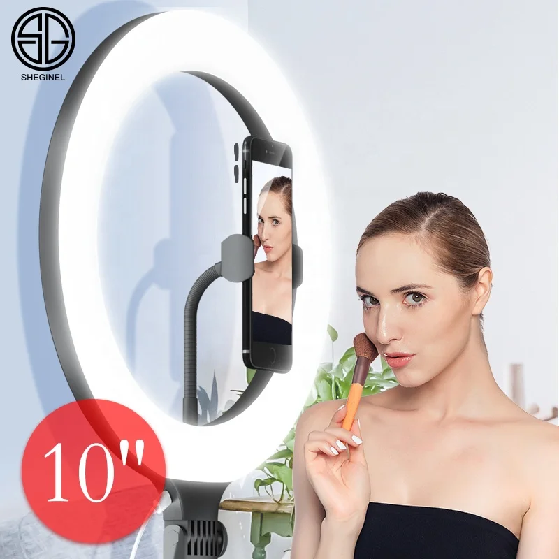 

10 Inch Led Selfie Photography Dimmable Selfie Ring Light With Tripod Stand Ring Light With Stand Video Ring Light Tik Tok, Black