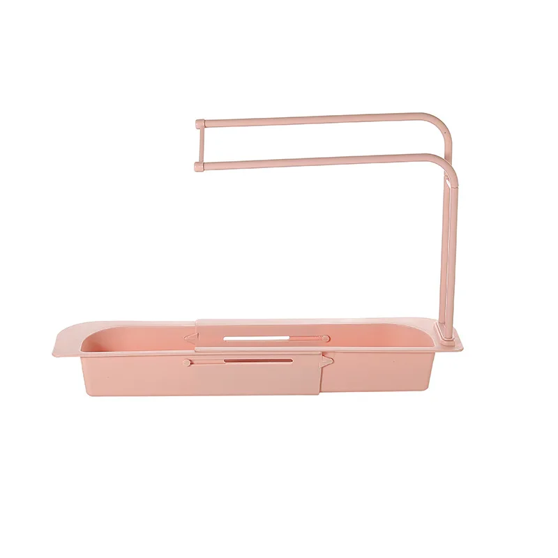 

Household sink telescopic sponge drain basket arrangement rack