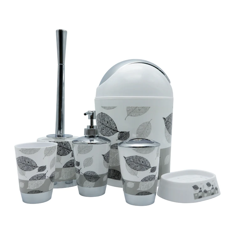

Factory Price Eco-friendly Houseware Black Plastic Bathroom Accessories Set