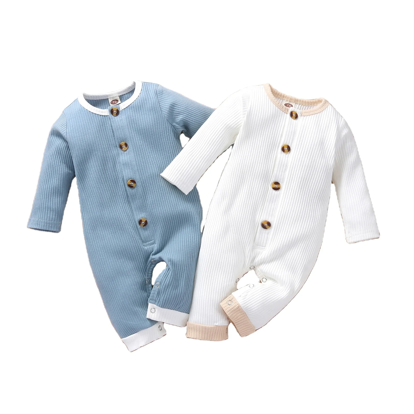 

Skin-friendly materials Onesie Baby Clothes Rib Knit Cotton Button Autumn Long Sleeve Children Boy Girl Outfits, Pic show
