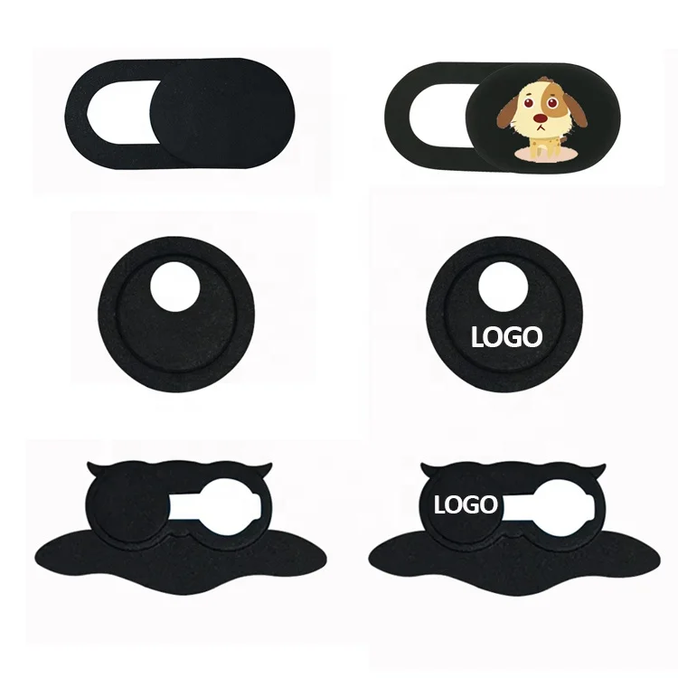 

2 Pack Webcam Cover Logo Printed ABS Smart Phone Laptop Webcam Blocker Camera Privacy Cam Cover Slider, Black, white