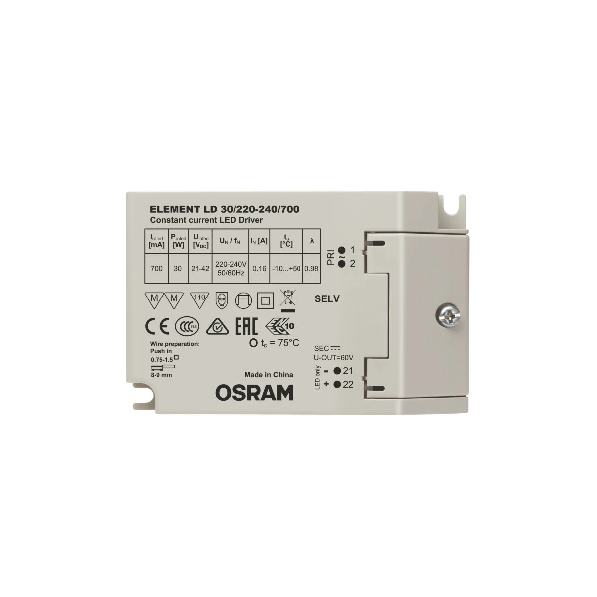 osram led driver 30watt 700mA OT FIT 30/220-240/700 CS