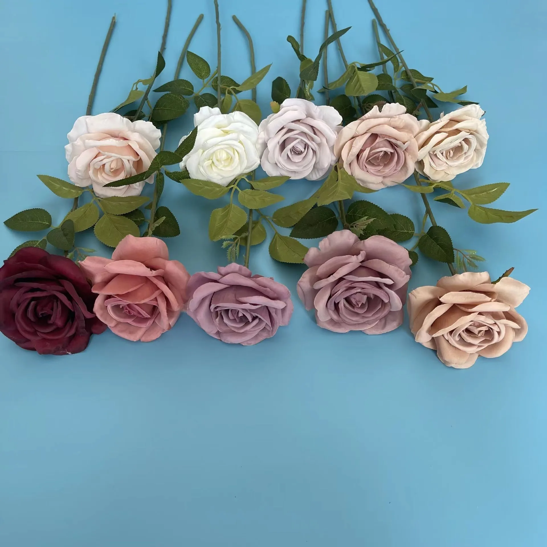 

M516 Wedding Single Dusty Pink Autumn Artificial Silk Rose Flowers With One Head