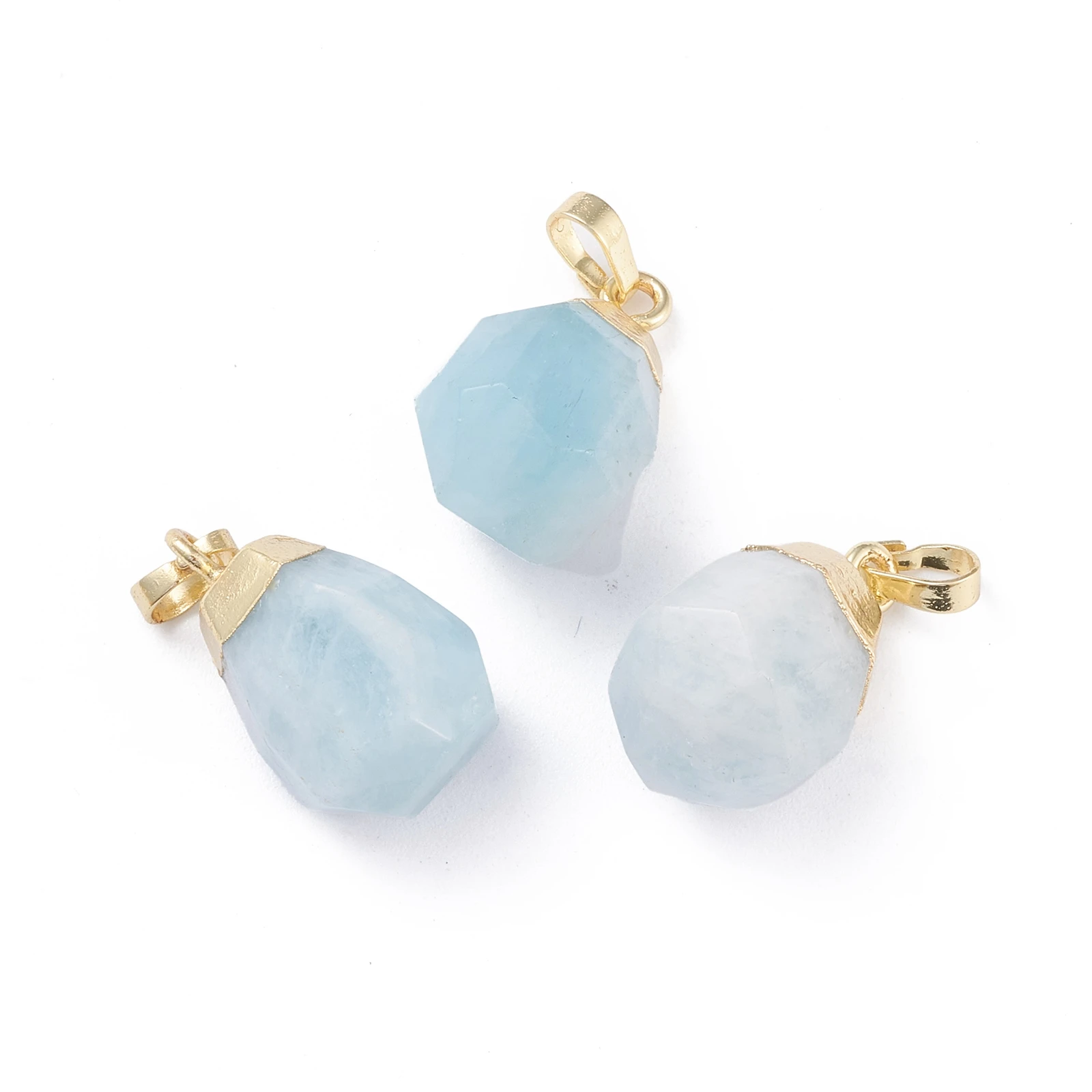 

PandaHall Brass Bails Faceted Teardrop Golden Natural Aquamarine Pendants