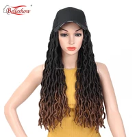 

Belleshow 18inch synthetic ombre dreadlock hair braids golden locs curly Africa Twist Goddess faux locs black basketball cap wig