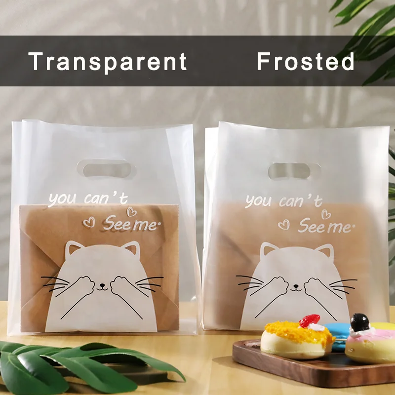 
Frosted Transparent takeaway salad/bread/sandwich handle bag plastic food bag 