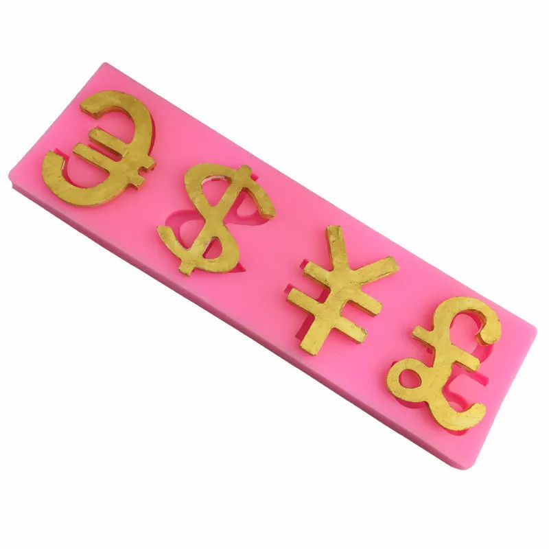 

DIY silicone dollar currency symbol money sign shaped sugarcraft mold for cake decoration, Pink