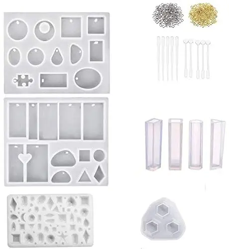 

Epoxy Resin Mold Jewelry Set DIY Silicone Mold Earring Pendant Making Dried Flower Leaf Diamond Mold, White