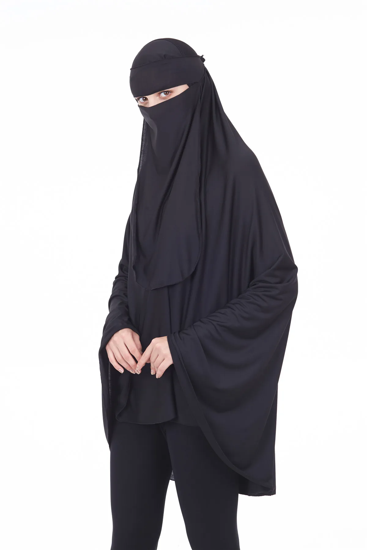 Muslim Ramadan Solid Color Women Hijab Mask Muslim Hooded Hijab Islamic