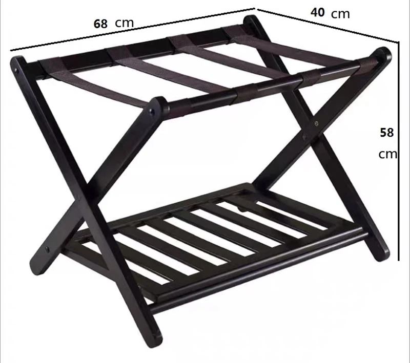 

Bamboo Folding Luggage Rack Suitcase Stand Bamboo Luggage Stand, Black