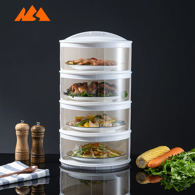 

5 Layer Plastic Insulation Transparent Dust-proof Dishes Kitchen Stackable Table Food Cover umbrella heat preservation cover