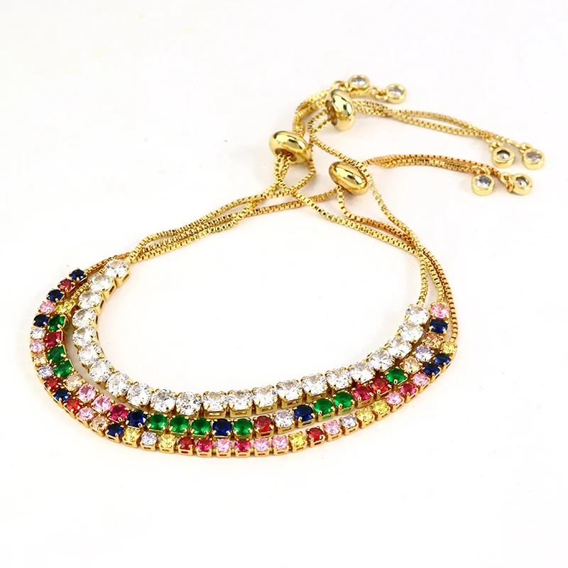 

BC1231 Fashion Dainty Minimalist Rainbow CZ Diamond Tennis Bracelet for women girls