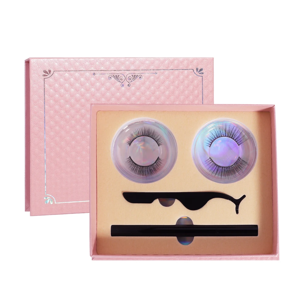 

High-end hot sale 2 pairs of eyelashes full strip lashes false eyelashes self-adhesive eyeliner, Black color