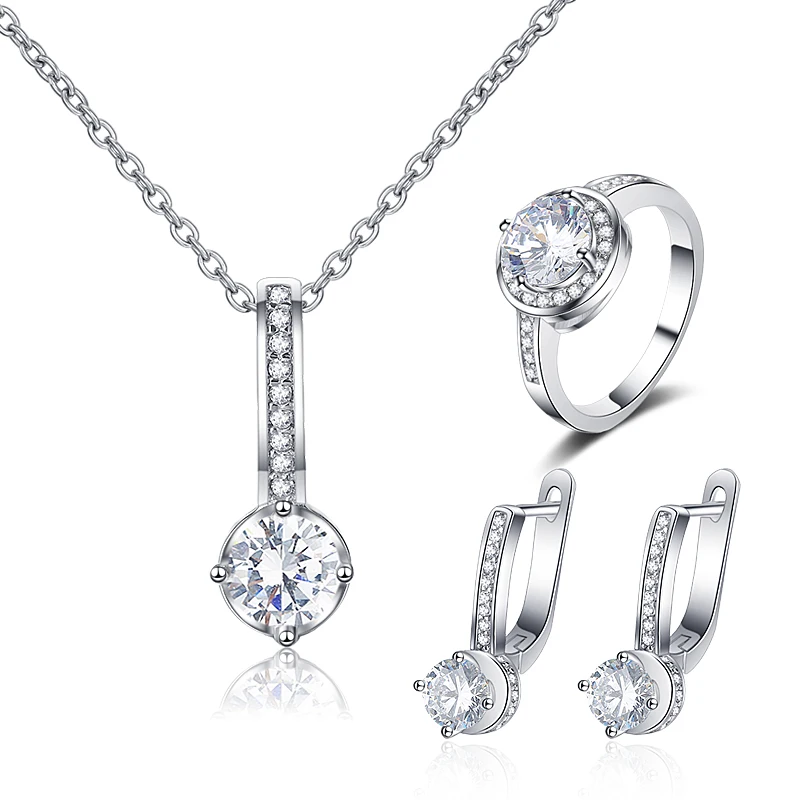 

Fashion Jewellery Sets 925 Sterling Silver Jewelry Necklace Pendant Ring Earring