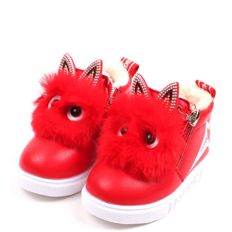 

Kids Winter Girls Plush Cotton Padded Children's Snow Boots Shoes, As the picture display