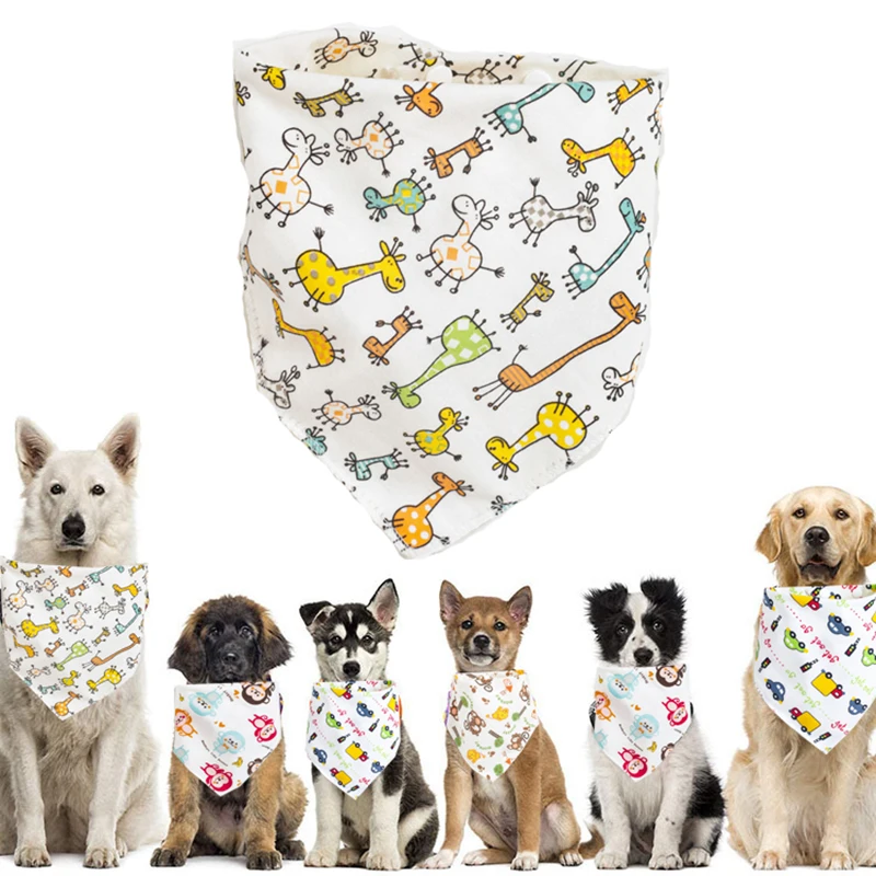 

Adjustable Sizes pet Breathable Cotton Bandana Custom Premium Durable Fabric Two Layers Puppy Scarf Accessories for Dogs Cat, Colorful and custom color