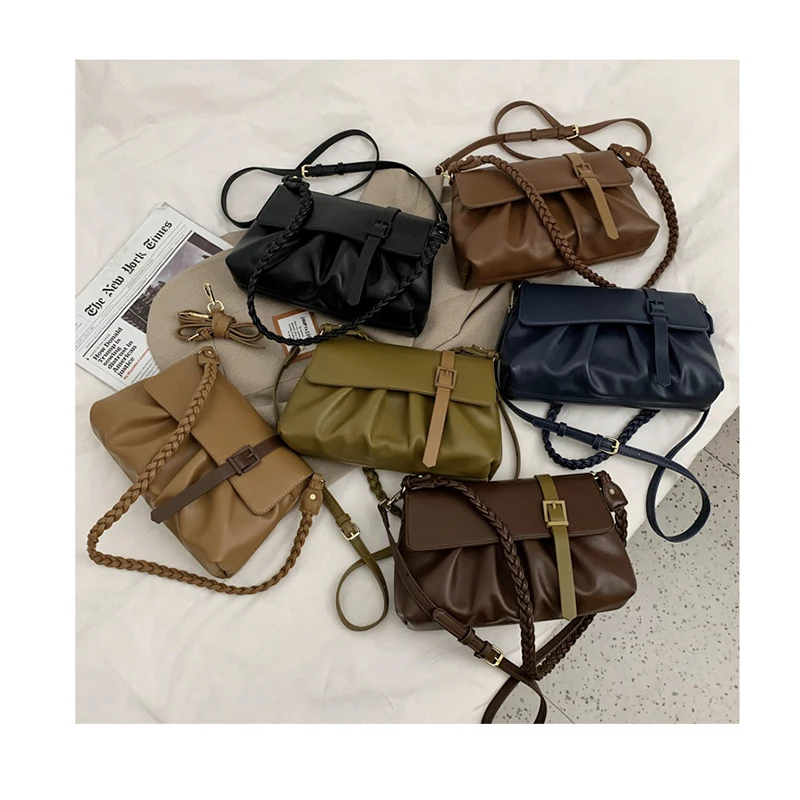 

Fashion Ruched Shoulder Bags for Women 2020 New Weaving Chain Strap Crossbody Bags Luxury Ladies Handbags Designer Armpit Bag, Customized color