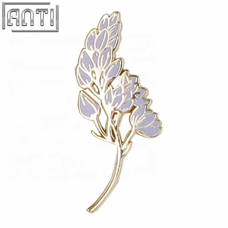 

Wholesale refinement Magnificent purple beauty lavender hard enamel zinc alloy lapel pin, Yellow color