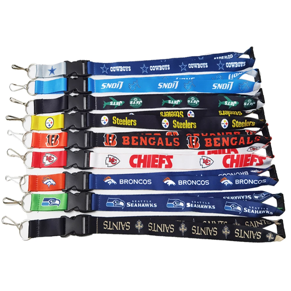 

Wholesale Manufacturer Direct Sell American Football Club Nfl Lanyard Keychain Ready to Ship