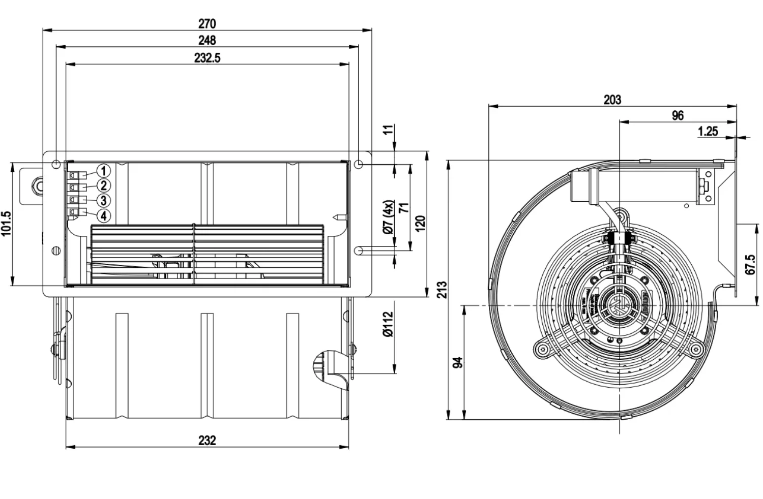 Blower, 230V, D2E133-DM47-E6, Steel, Centrifugal - detail 10