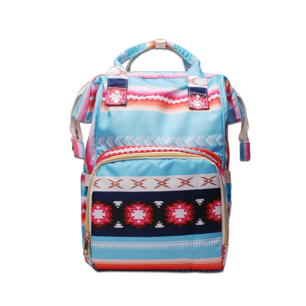 

Wholesale Multifunctional Blue Aztec Canvas Diaper Bag Mummy Functional Brown Leopard Backpack DOM112-1276
