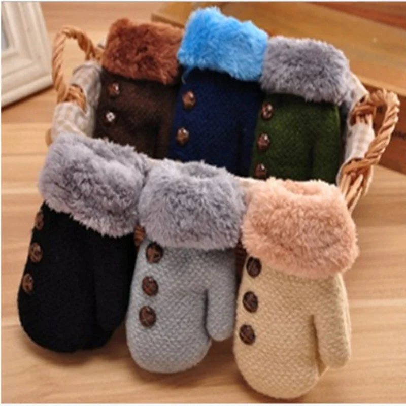 

Winter Baby Boy girl gloves Cotton kids full finger mittens Leaf Warm rope children solid gloves, Yellow,black,gray,blue,etc