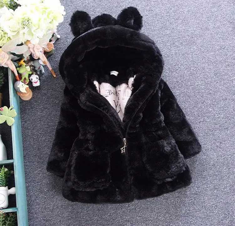 

Girls Clothing Hooded Children Jacket Baby Winter Coat for Girls Outerwear Faux Fur Fleece Kids Warm Jacket