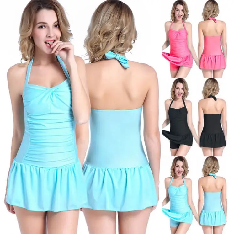 

South Korea Hot Spring Small Fesh Skirt Style Conjoined Conservative Bathing Suit