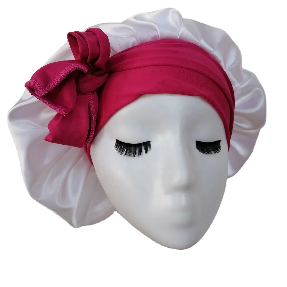 

2"Stretchy Band Satin Bonnet Silk Scarf for Women Adjustable Head Wrap Sleep Night Braids Bonnets, Customize