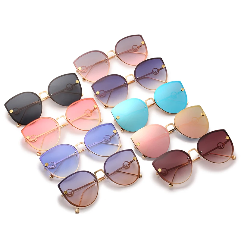 

Trendy Vintage Designer Fashion Rimless Sun Glasses With rivets 2021 Cheap Metal Frames Sunglasses Mens Womens River 2021