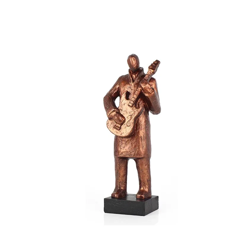 Antique bronze resin musician statues decor resin figurine tabletop for home and living room office details