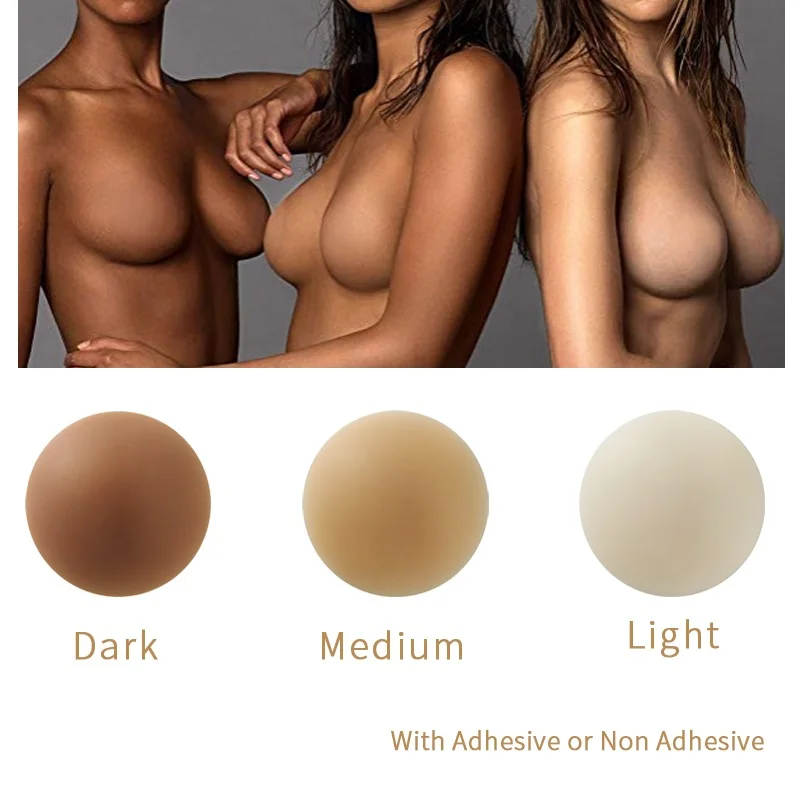 

2021 New Style Non Adhesive Reusable Silicone Self Adhesive Nipple Covers, Light, brown, dark nude