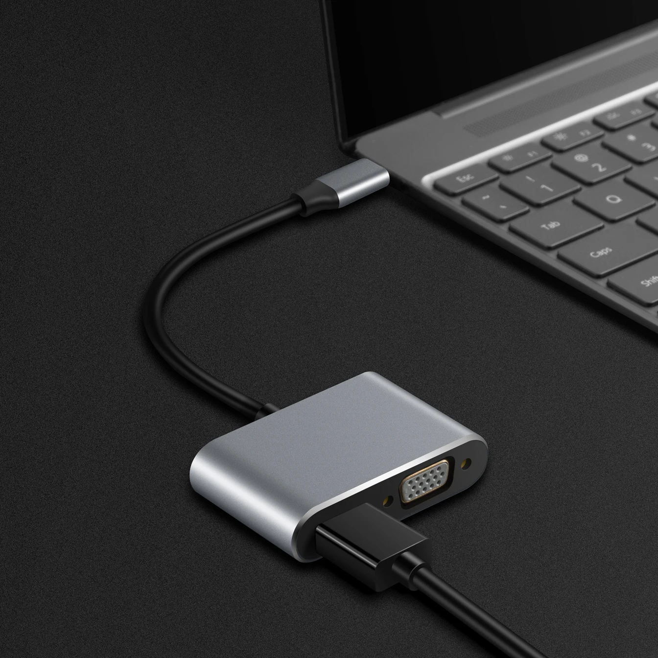 

Converter Audio Video Cable For Macbook Computer 2-in-1 USB 3.0 to HD MI VGA Adapter 4K HD 1080P Multi-Display, Silver