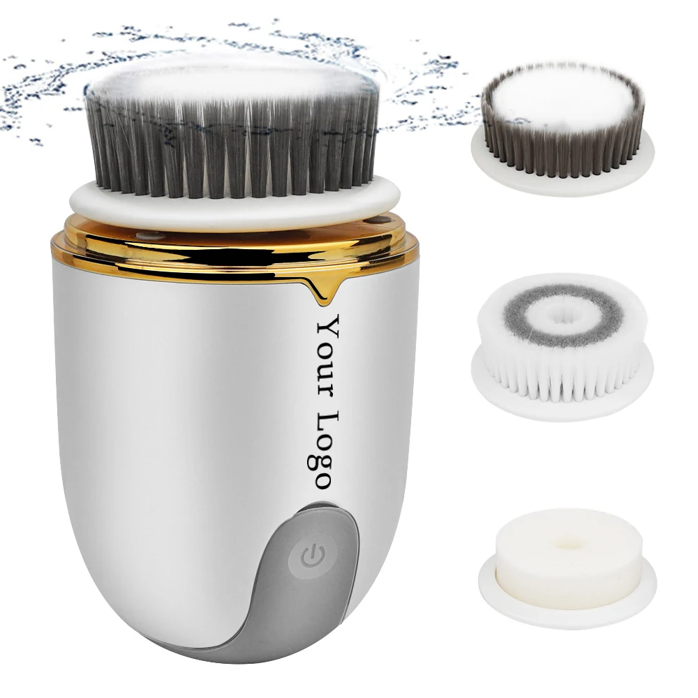 

3 in 1 Electric Rotating Facial Cleansing Brush for Exfoliation and Deep Scrubbing, Silver