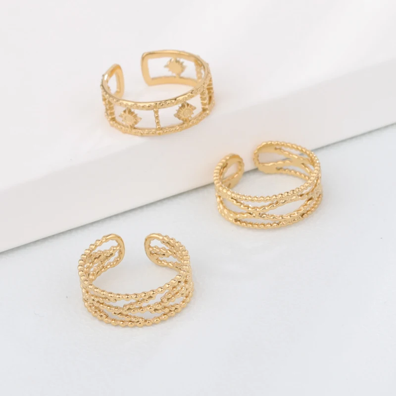

JR0194 French Sun Star Ring women Open C Ring Fashion Jewelry Free samples
