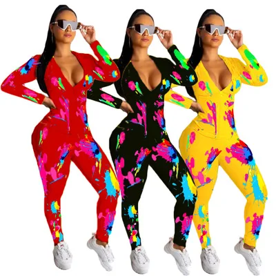 

B35349A 2021 Ready to ship digital print winter lady 2 PCS sports clothes set