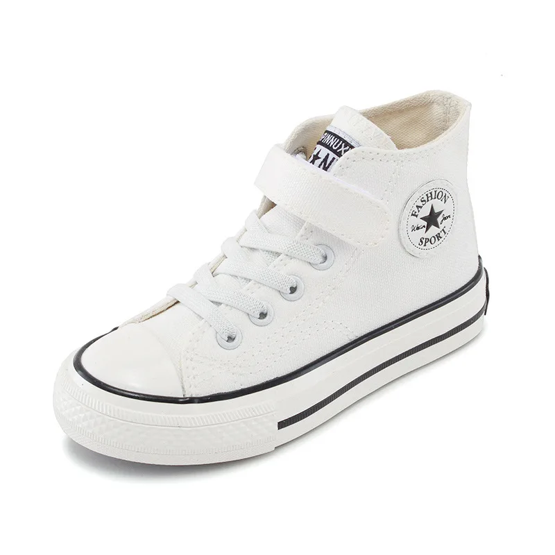 

CV8765 High quality high top fashion rubber sole boys canvas kids outdoor sneakers, 10 colorways