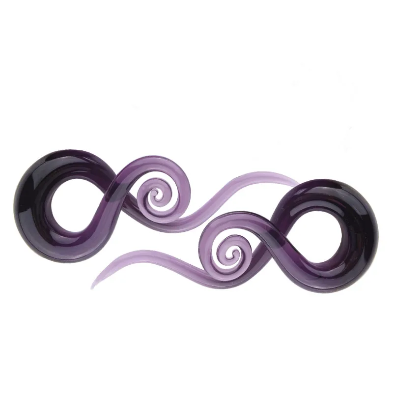 

10Pairs/Set Purple Glass Ear Spiral Taper Gauge Ear Plug Stretching Expander Piercing Glass Gauge Body Jewelry Piercing