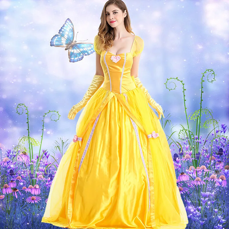 

New Fashion Women Halloween Girls Cosplay Princess Bale Beauty and the Beast Nightclub Queen Long Dress Party Costumes Dresses