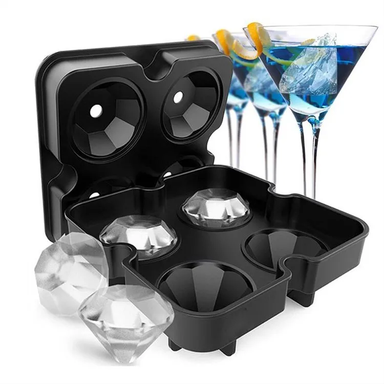 

Logo Diamond Mould Tray Summer ice cream making model Eco-friendly 4 diamond ice trays Silicone Ice Cube Model, 4 colors