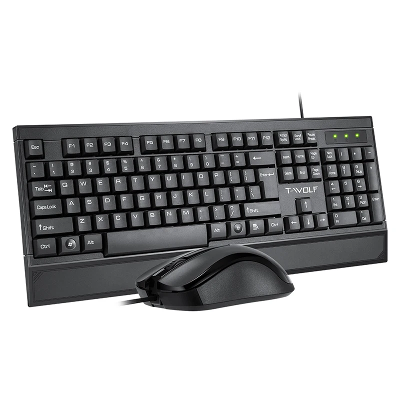 

office work keyboard and mouse 104 keys combo office wired usb for computer, Black