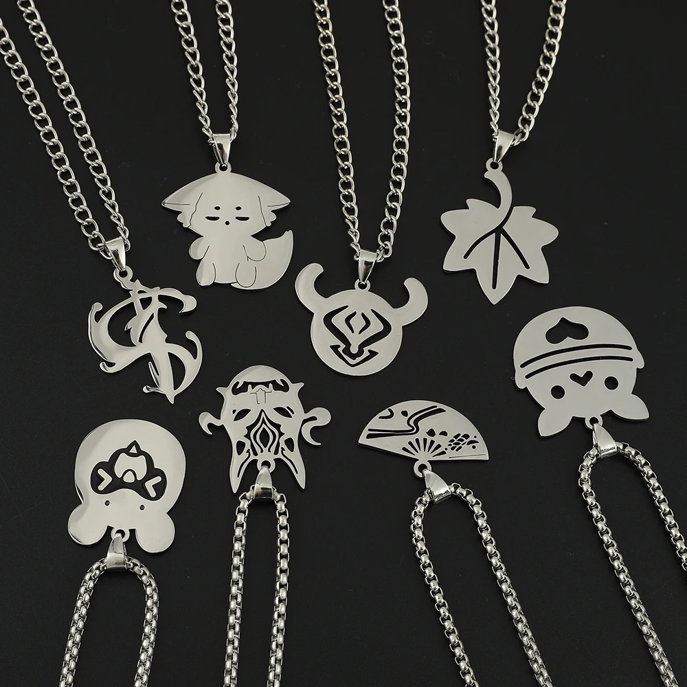 

Game Genshin Impact Necklace Cute Cartoon Character Necklace Stainless Steel Pendant Necklace For Fans Lover