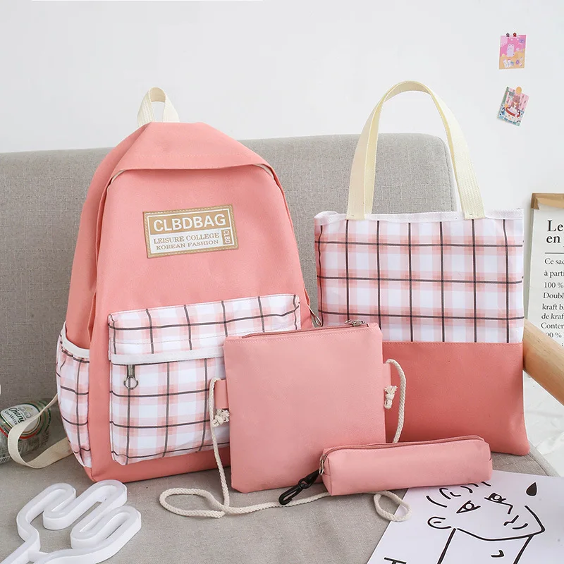 

Large Fashion Cute Pattern 4pcs/Set Casual Style Daisy Print College Students New Style Soft Fabric Backpack