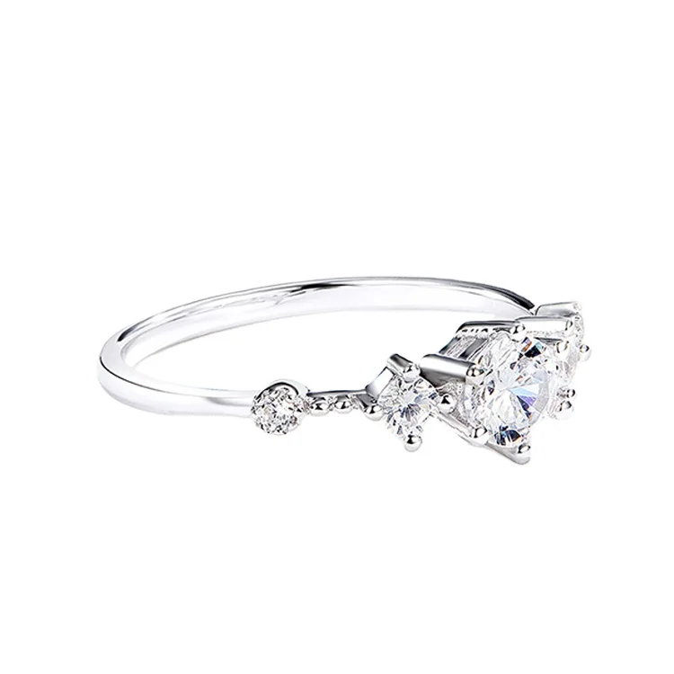 

New Style Zircon S925 Sterling Silver Ring Female Platinum Plated Sterling Silver Ring Scr568