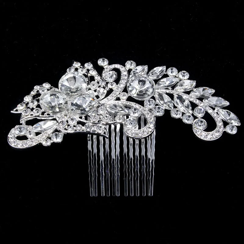 

Jachon Bride Jewelry Alloy Diamond Hair Comb Handmade Comb Wedding Dress Headdress Crystal Hair Combs, As picture