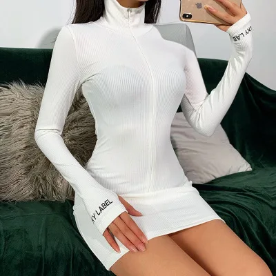 

Turtleneck sweater women long-sleeved romper ladies slim long-sleeved tight dress casual knitted sexy jumpsuit