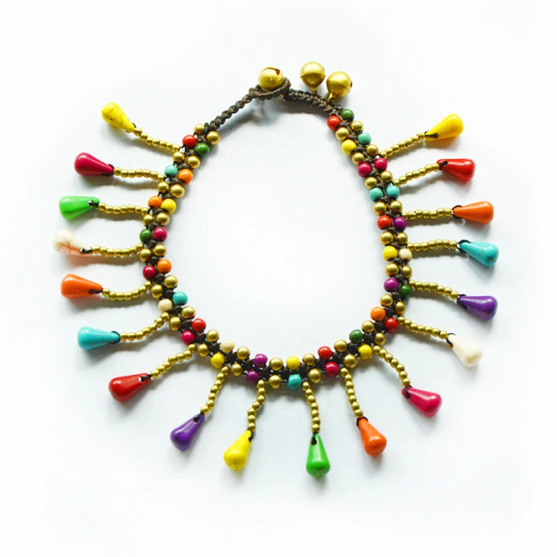 

Charare alloy gold plated bohemian style crystal beads Ankle Bracelet 2020, Golden