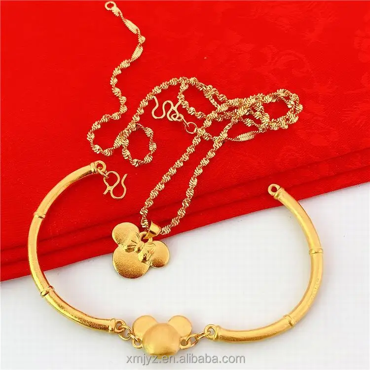 

Vietnam Sand Gold Spongebob Female Set Personality Minimalist Mickey Necklace Bracelet